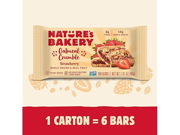 6CT Nature’s Bakery Oatmeal Crumble Bars, Strawaberry