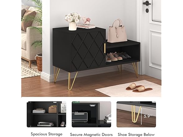 yoyomax Black Storage Bench