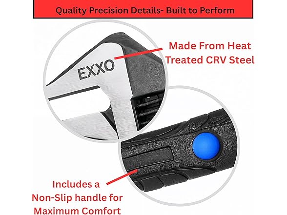 EXXO 4004 2 pc Adjustable Wrench Set WITH GRIP
