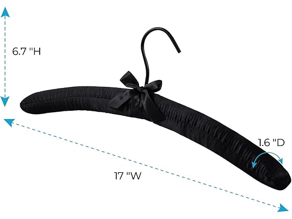Sukkiri Homu 10-Pack Satin Padded Hangers Black