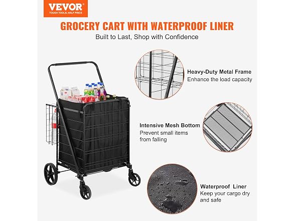 Folding Shopping Cart with Removable Waterproof