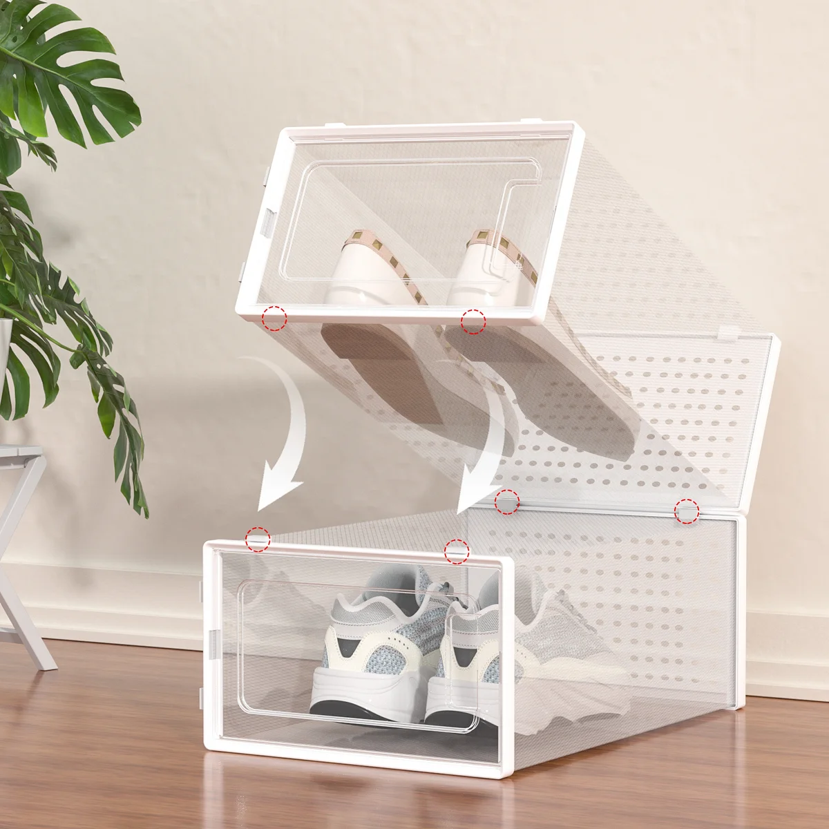 J&V Plastic Stackable Shoe Boxes 12Pk - Gallery 15