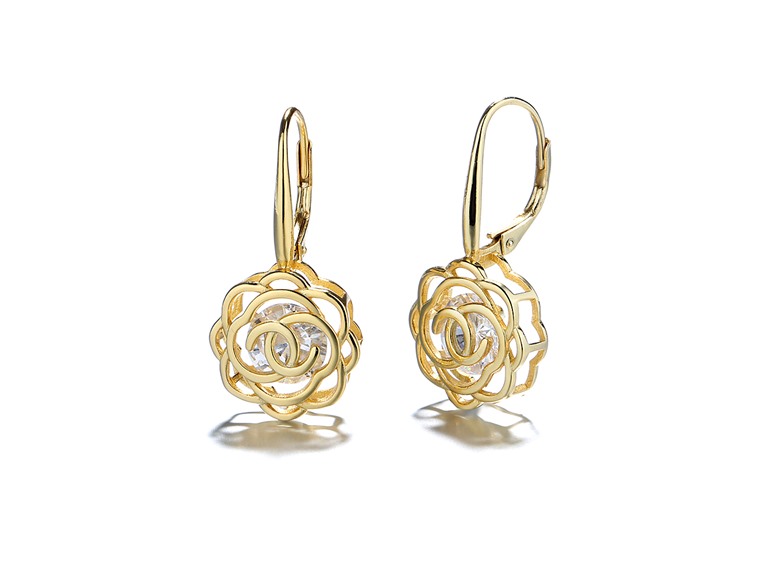 AAA IGT-DAAS-DEBS595-G Sterling Silver Crystal Earrings Gold 