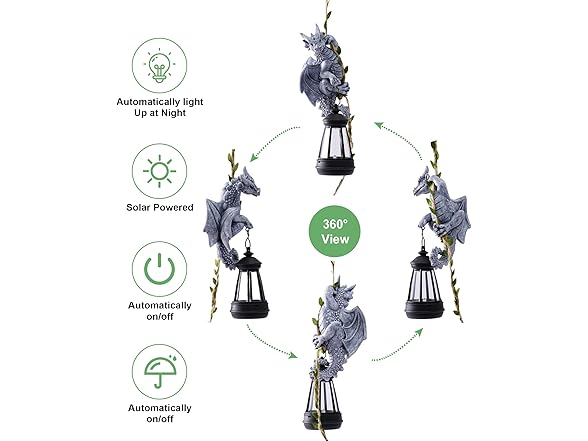 Dragon Garden Statue w/ Lantern 23.6