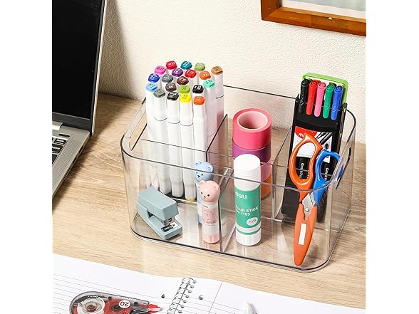 5-Compartment Clear Plastic Bin