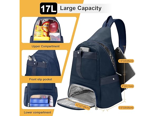HesLaus Crossbody Lunch Backpack