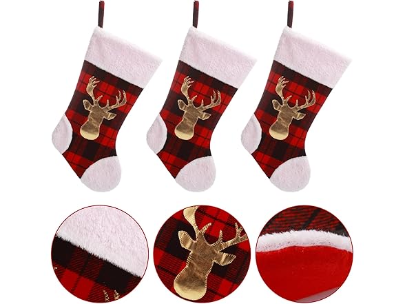 GAOMON 20" Large Christmas Stockings, 3PCs Red
