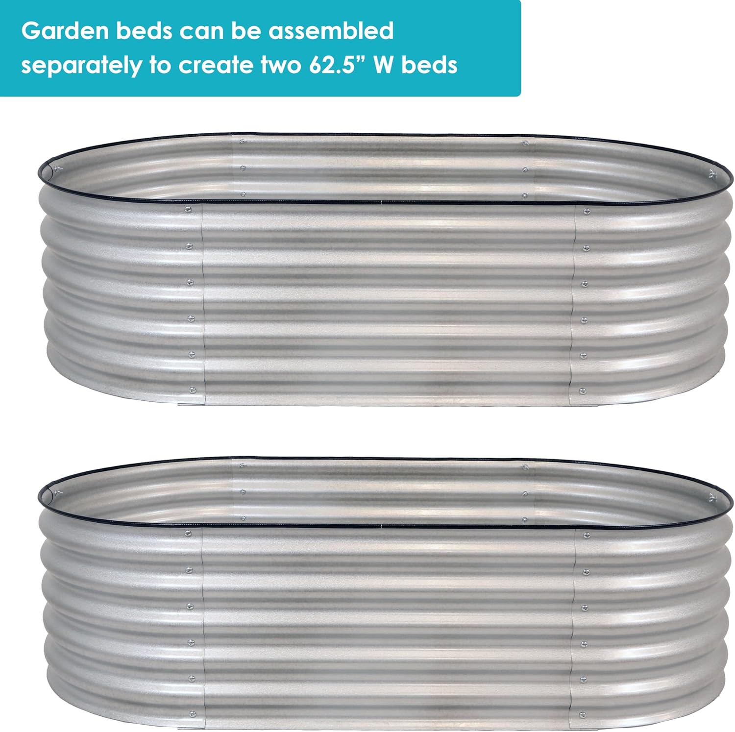 Sunnydaze 62.5" Oval Garden Bed - Silver - Gallery 14