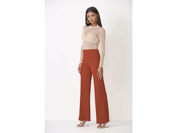 Cemi Ceri Women (M) High Waist Wide Pants Mahogany