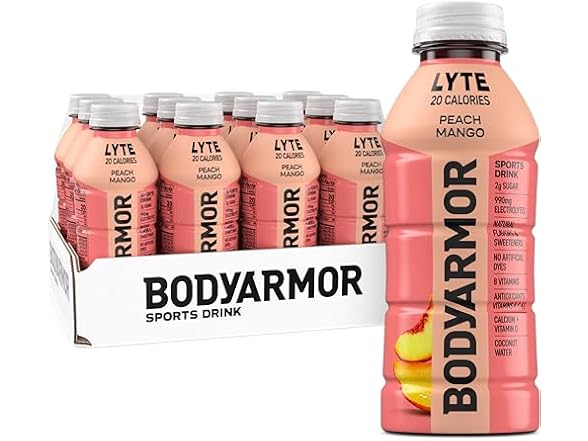 12Pk BODYARMOR LYTE, Peach Mango, Electrolyte