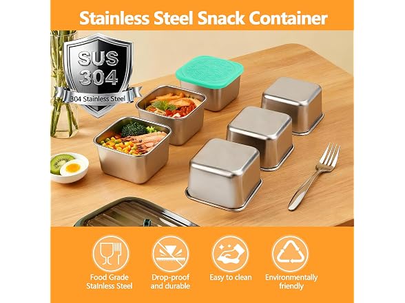 MAXTBEE Stainless Steel Snack Box Containers - 8 Pack