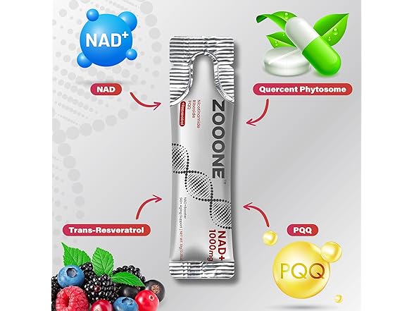 (30 Pack) zooone NAD+ 1000mg Liquid Packets Supplement