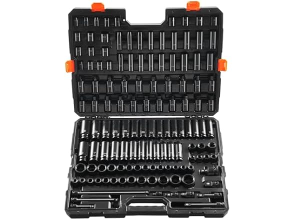 VEVOR Impact Socket Set 130 Piece 3/8" & 1/2" - SAE & Metric Drive Soc