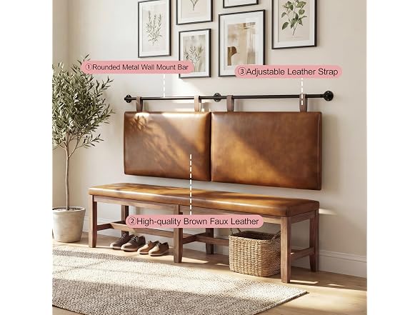 HouseMila Brown Leather King Headboard