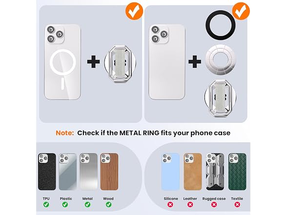 HYCZAAE Silver 4-in-1 Phone Grip Stand