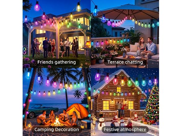 BDEKIL 50FT RGB+IC Outdoor String Lights