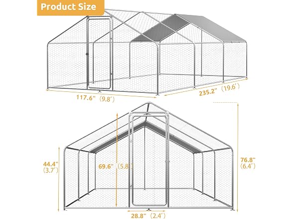 ROOMTEC Chicken Coop Large Metal Chicken Run