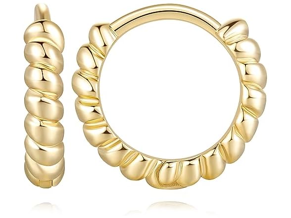 MOMELF Hoop Earrings Gold Twisted 16mm