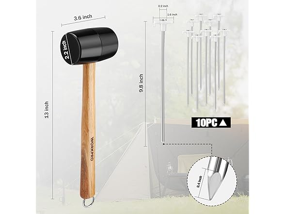 WORKPRO Tent Stakes and Hammer Set