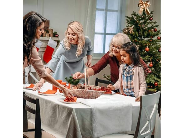 OurWarm Luxury Christmas Table Runner Snowy White Faux Fur