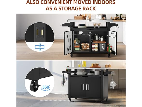 NUUK Pro 42in Outdoor Kitchen Storage Island Black