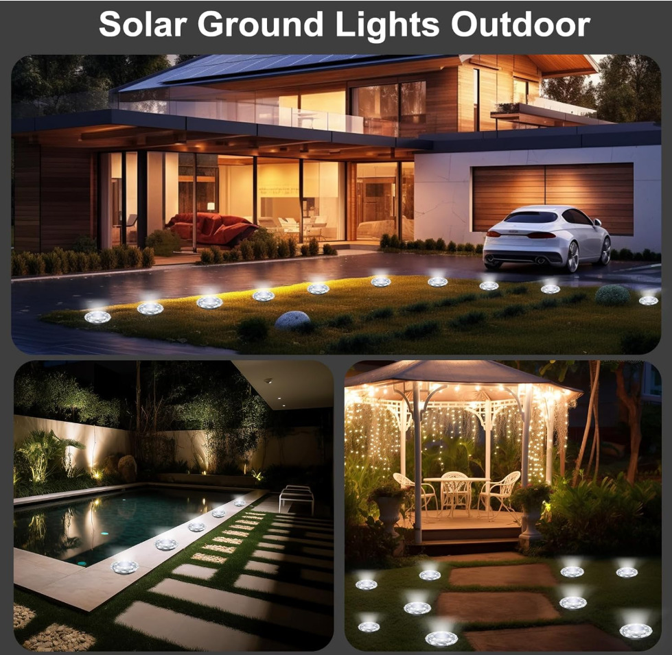 Hakol 12-Pk Solar Ground Light Outdoor Cool White - Gallery 14
