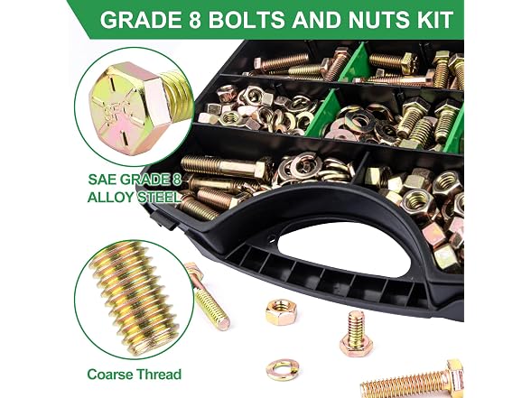 523PCS Grade 8 Bolts and Nuts