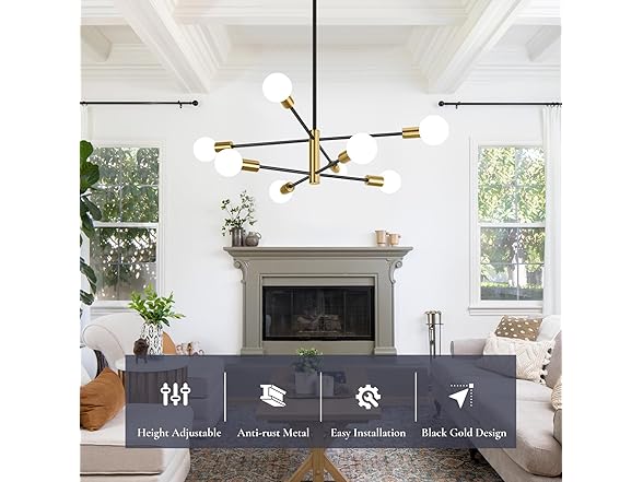 BesLowe 8-Light Modern Sputnik Chandelier