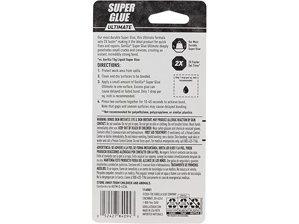 Gorilla Ultimate Super Glue, Pack of 2