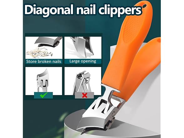 Generic 2PCS Wide Jaw Opening Slanted Nail Clipper