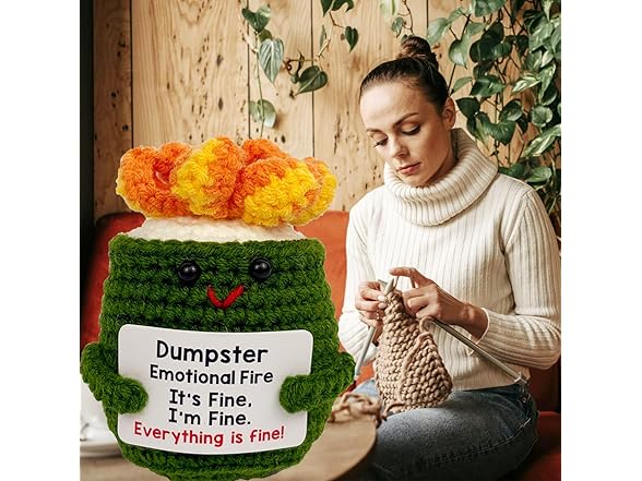 HOOYee Positive Crochet Dumpster Fire Desk