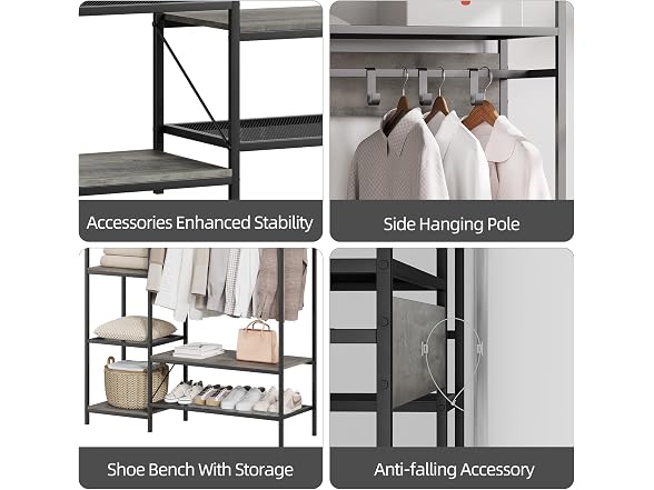 IDEALHOUSE 5-Tier Portable Clothing Rack