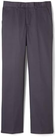 French Toast Boys Relaxed Fit Twill Pant with Adjustable Waist in Standard Slim, Heather Gray, 12 Husky