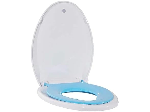 Toilet Seat Round White w Blue