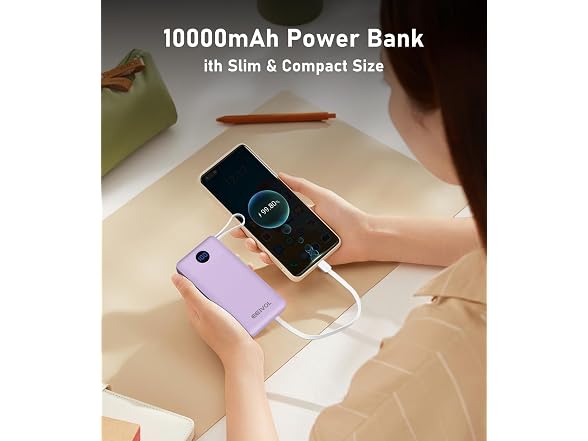 EEIVOL 10000mAh Power Bank w/Cables