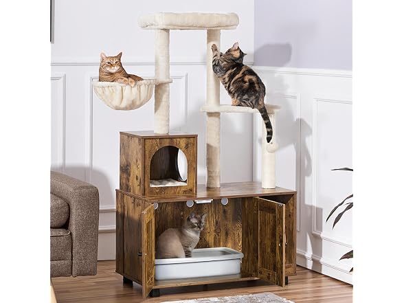 Yaheetech Litter Box Enclosure with Cat Tree,