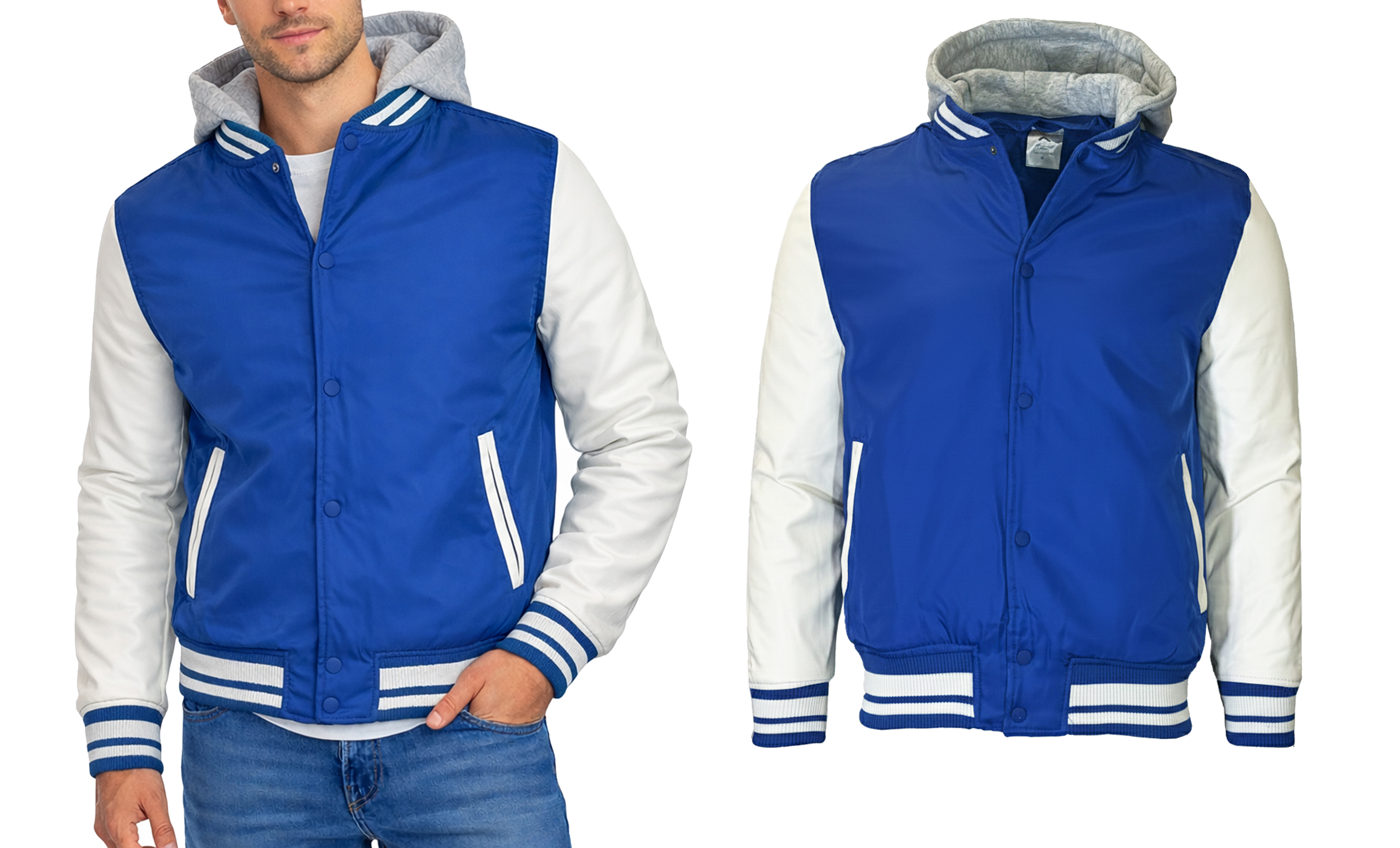 Mens Heavyweight Hooded Varsity Jacket (S-3XL) - Gallery 22