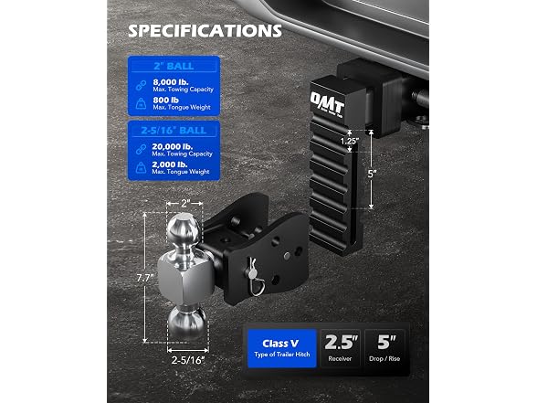 Orion Motor Tech Adjustable Trailer Hitch