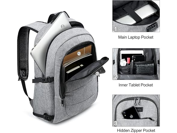 Tzowla Grey 15.6" Laptop Backpack