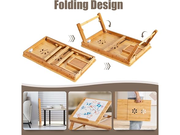 Tangkula 100% Bamboo Laptop Desk