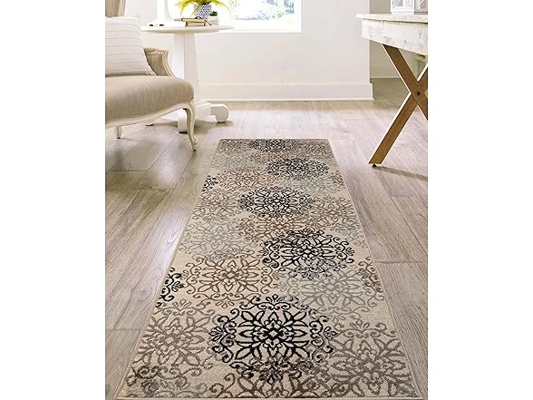 Superior 2'x11' Modern Floral Scroll Indoor Rug
