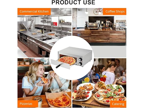 1100W Commercial Countertop Pizza Oven, 13 Inch 