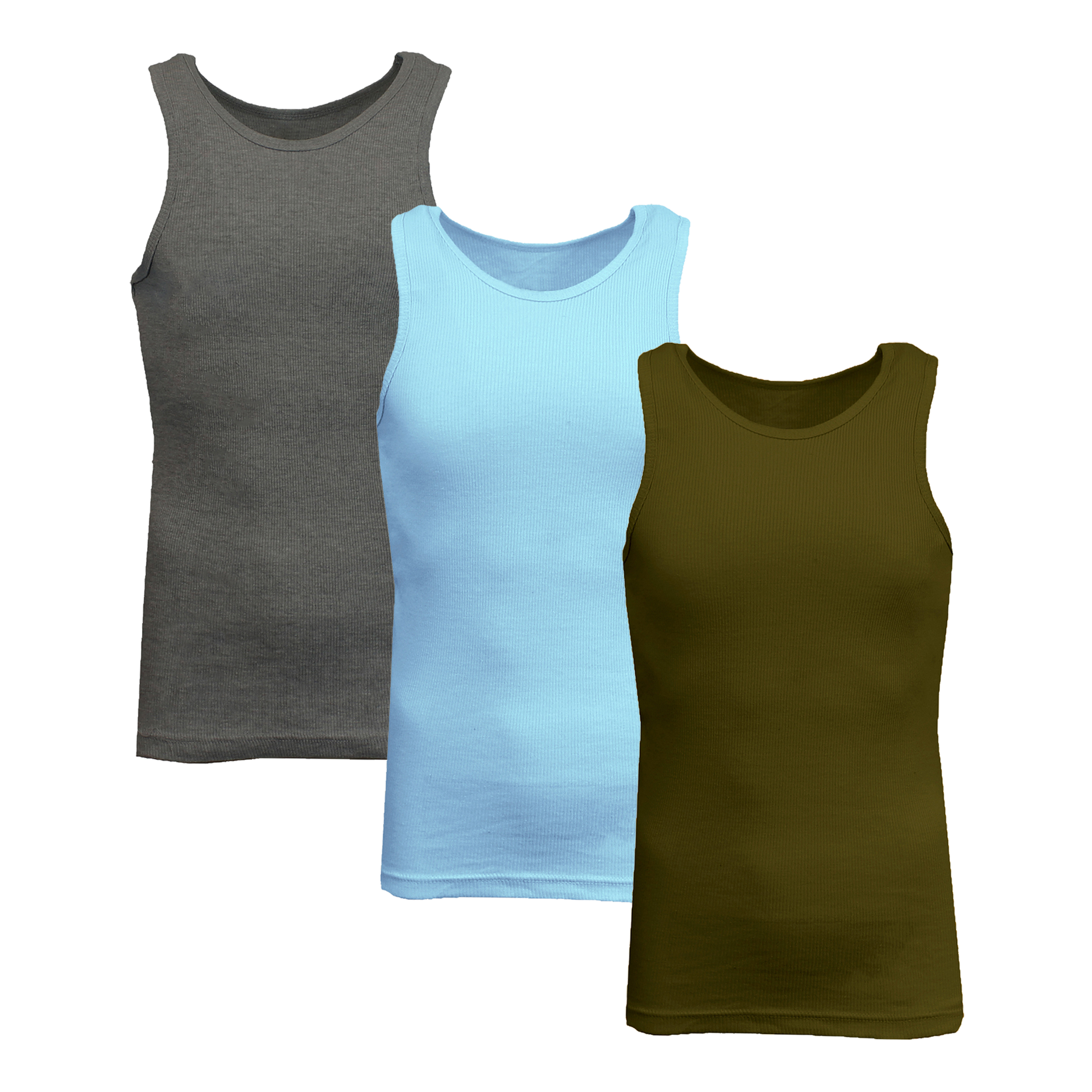 3 or 5PK Men's Heavyweight Ribbed Tank Top - Gallery 53
