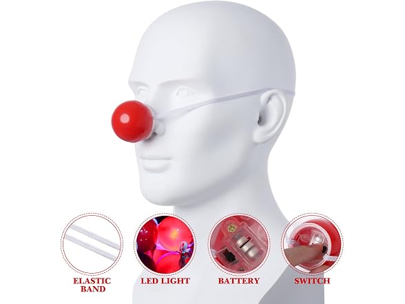 TOYANDONA 5Pcs Light Up Clown Noses (4.5*3.5cm)