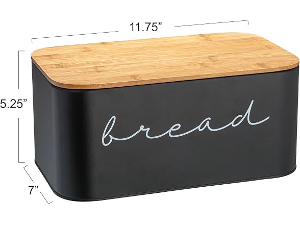 Bloomingville Metal "bread" Bin with Bamboo Lid, Black