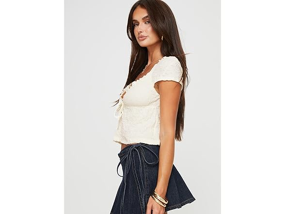 Princess Polly Kellan Textured V Neck Top