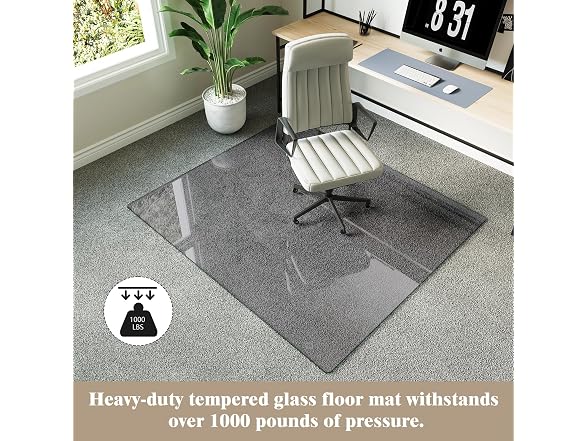 Koonmi Grey Glass Chair Mat 42" x 48"