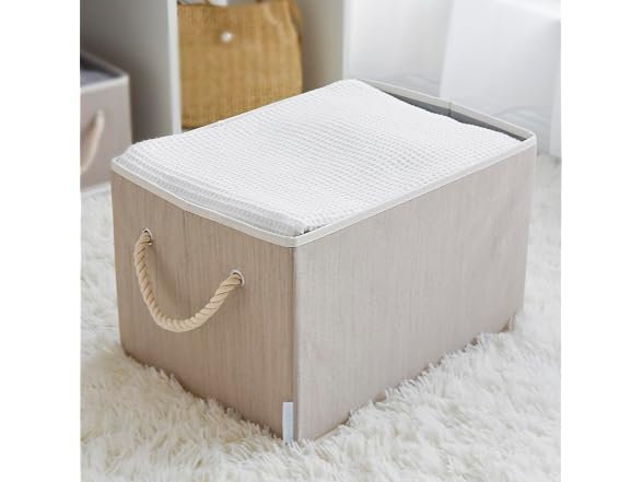 CROS Fabric Storage Bins 2 Pack with Rope Handles Beige