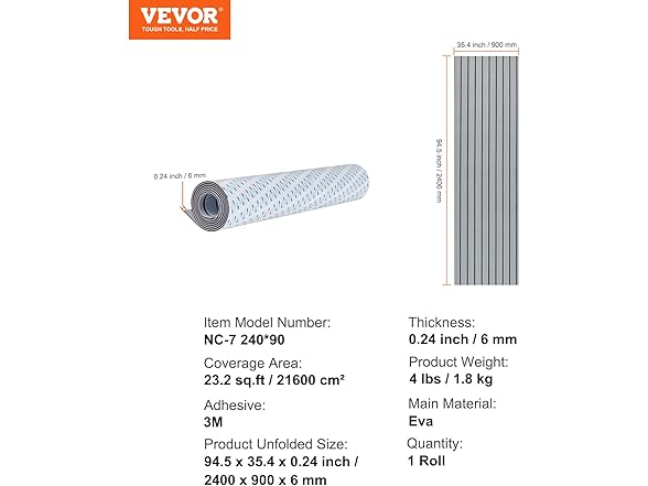 VEVOR Boat Flooring - 94.5 x 35.4 in
