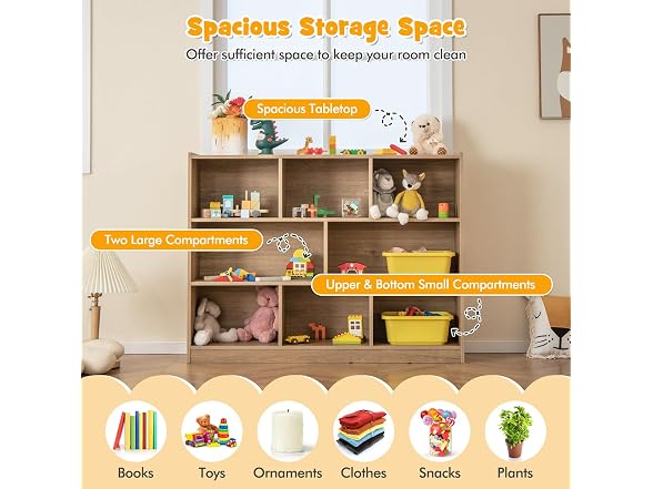 HOMGX Kids Montessori Shelf, 8-Cube Wooden Organizer